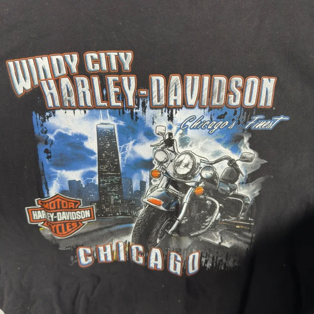 Vintage Harley Davidson‎ Chicago Windy City #1 Dad Shirt Black 2XL Feb 2005 55X3